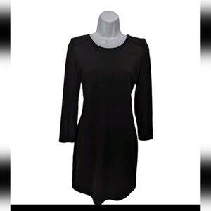 Club Monaco Black Sheath Long Sleeve Dress 6 Snap Cuff Sleeve #5000